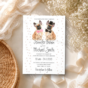 Invitation Mariés bouledogue français couple mariage