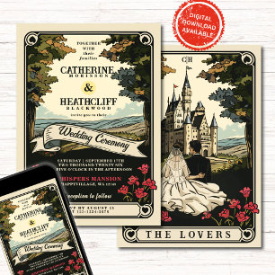 Invitation Mariés d'Amour Vintage Mariage Tarot