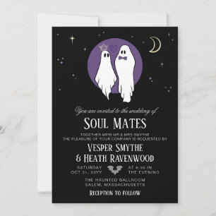 Invitation Mariés de l'Ame Mariage Halloween Fantôme Ensorcel
