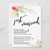 Invitation Mariés depuis peu Typographie décontractée, Fleurs (Devant)