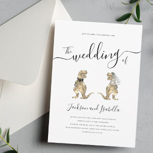 Invitation Mariés dinosaures Mariage noir et blanc