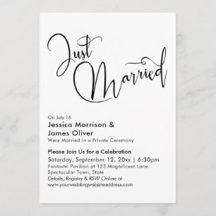 Invitation Mariés Élégante Calligraphie en Noir & Blanc