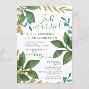 Invitation Mariés Fleurs Aquarelle Réception Seulement