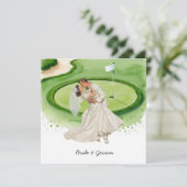 Invitation Mariés golfeurs mariage sur un terrain de golf (Debout devant)