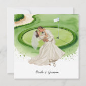 Invitation Mariés golfeurs mariage sur un terrain de golf (Devant)