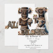 Invitation Mariés Hawaïens Polynésiens Tiki pour mariage (Devant / Derrière)