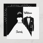 Invitation Mariés noir et blanc pour un mariage (Devant / Derrière)