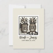 Invitation Mariés Réponse au mariage Tiki à l'ananas Aloha (Dos)