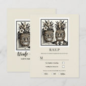 Invitation Mariés Réponse au mariage Tiki à l'ananas Aloha (Devant / Derrière)