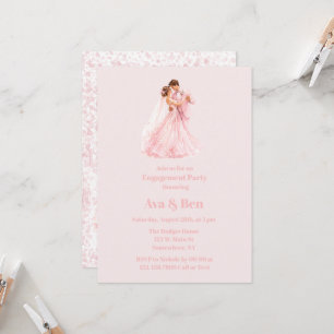 Invitation Mariés rose danseuses de fête de fiançailles