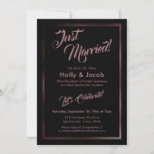 Invitation Mariés Rose Gold sur Réception Mariage Noir (Devant)