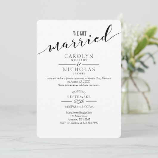 Invitation Mariés Soirée de mariage de verdure tropicale (Debout devant)