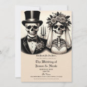 Invitation Mariés squelettes gothiques vintage pour mariage (Devant)
