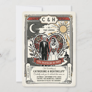 Invitation Mariés squelettes rétro   Mariage Tarot
