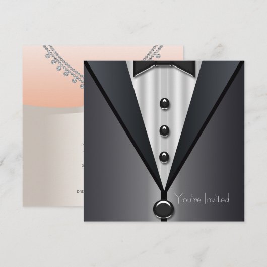 Invitation Mariés Tenue de Soirée (Devant / Derrière)