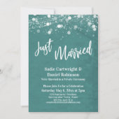 Invitation Mariés Texturé Juste Mariés Bleu Turquoise Récepti (Devant)
