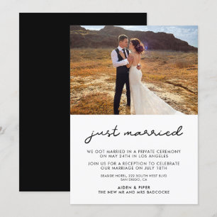 Invitation Mariés tout juste Annonce de mariage simple