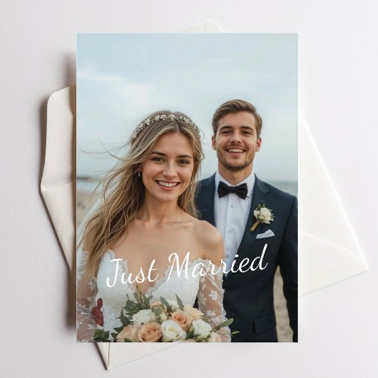 Invitation Mariés tout juste Annonce de Photo de Mariage Élég