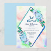 Invitation Mariés tout juste Fleurs bleues Réception de maria (Devant / Derrière)