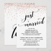 Invitation Mariés tout juste Script cuivre Confetti Réception (Devant / Derrière)