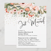 Invitation Mariés Typographie Fard Florale Or Confettis (Devant / Derrière)