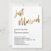 Invitation Mariés Typographie Réception de Mariage en Or (Devant)