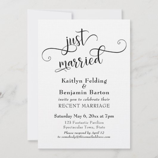 Invitation Mariés Typographie Réception de Mariage uniquement (Devant)