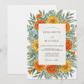 Invitation Marigold Artistic Botanical Wedding (Devant / Derrière)