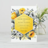 Invitation Marigold Charcoal Bloom Wedding (Debout devant)