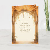 Invitation Marigold Floral Jaune Sud Indien Mandap Mariage (Devant)