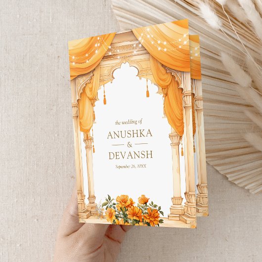 Invitation Marigold Floral Sud Indien Mandap Mariage hindou