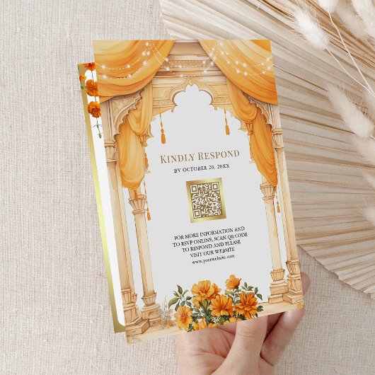 Invitation Marigold Floral Sud Indien Mandap Mariage hindou
