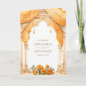 Invitation Marigold Floral Sud Indien Mandap Mariage hindou (Devant)
