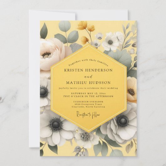 Invitation Marigold Grey Anemone Wedding (Devant)