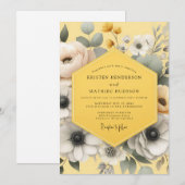 Invitation Marigold Grey Anemone Wedding (Devant / Derrière)