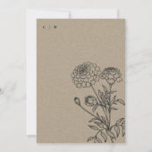 Invitation Marigold noir et blanc Mariage de croquis floraux (Dos)