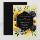 Invitation Marigold Noir Luminous Wedding (Devant / Derrière)