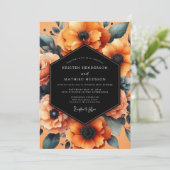 Invitation Marigold Noir Painterly Wedding (Debout devant)