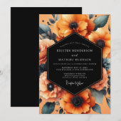Invitation Marigold Noir Painterly Wedding (Devant / Derrière)