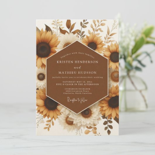Invitation Marigold Rustic Sunflower Wedding (Debout devant)