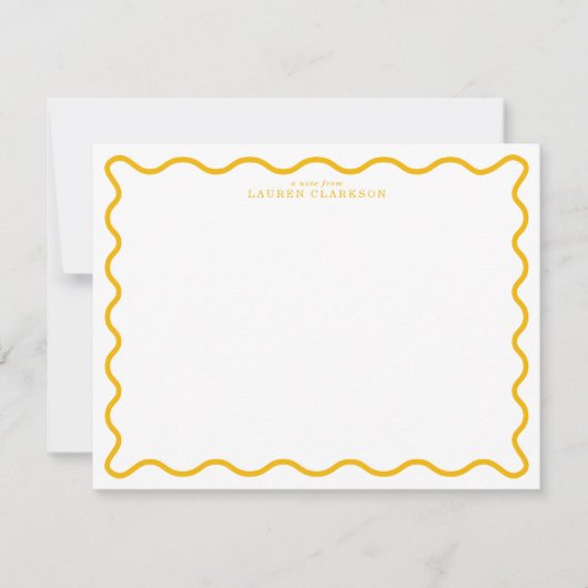Invitation Marigold Yellow Modern Wavy Border Note Card (Devant)