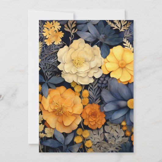 Invitation Marigold Yellow, Navy Blue et Slate Grey Mariage (Dos)
