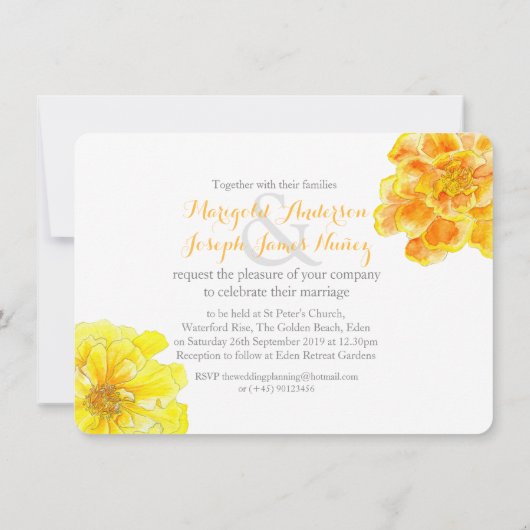 Invitation Marigolds aquarcolor (Dos)