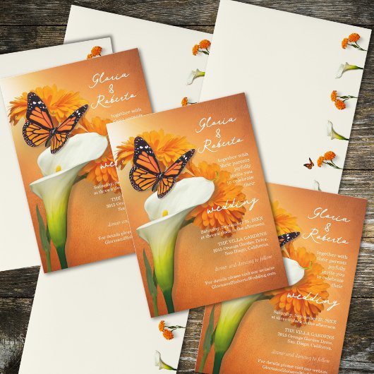 Invitation Marigolds & Butterfly Mariage mexicain