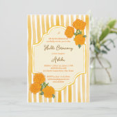 Invitation Marigolds rayures jaunes mariage indien haldi (Debout devant)
