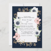 Invitation Marina Blooms nautiques Marine Blush Mariage (Devant)