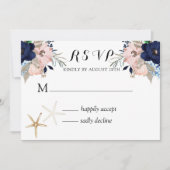Invitation Marina Nautique Flores Marine Blush Wedding RSVP (Devant)