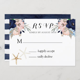 Invitation Marina Nautique Flores Marine Blush Wedding RSVP