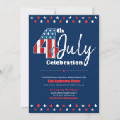 Invitation Marine 4 juillet USA Drapeau Étoiles Gras Moderne  (Devant)