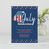 Invitation Marine 4 juillet USA Drapeau Étoiles Gras Moderne  (Debout devant)